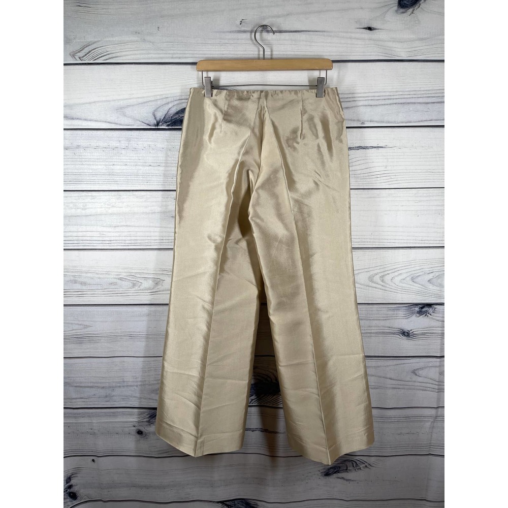 Ralph Lauren Black Label Wide Leg Cream Silk Side Zip Size 8 - Picture 7 of 8